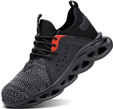 IYVW 808 Chaussure de Securité Imperméable Femme Embout en Acier Chaussures de Travail Confortable Baskets de Sécurité Légères Nuit Gris Noir 41 EU