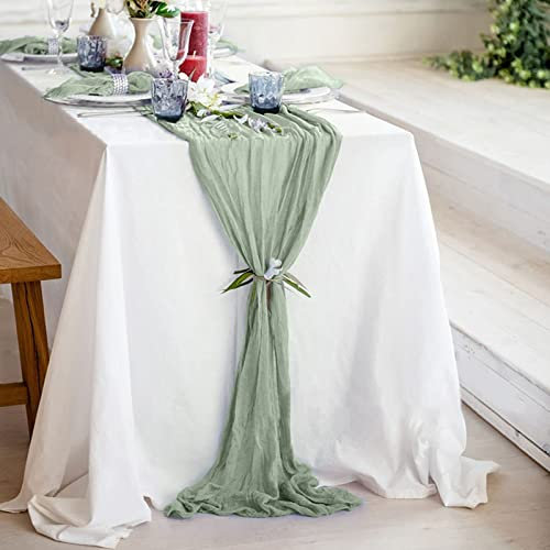 Tischläufer Hochzeit, Tischläufer mit Falten, Tischläufer Taufe, Tischläufer Hochzeit Kommunion Modern, Hochzeitsläufer Tischband for Hochzeit, Taufe, Kommunion (Hellgrün, 90 x 300 cm)