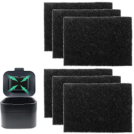 Trash Can Odor Absorbing Filter Refills for Joseph Joseph Intelligent Waste Compost Bin Food Waste Caddy, Charcoal Deodorizer Compatible with Trash Cans with Filter Compartment (6-Pack)