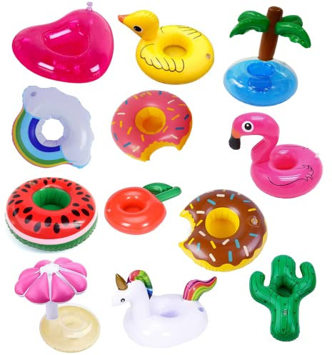 Lot de 12 porte-gobelets gonflables pour jacuzzi, porte-boissons flottants avec patch de réparation gonflables