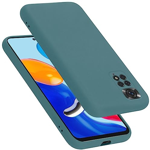 Cadorabo Hülle kompatibel mit Xiaomi RedMi Note 11 4G / 11S 4G Hülle Silikon Handyhülle für RedMi Note 11 4G / 11S 4G Case aus flüssigem Silikon- Kratzfeste dünne TPU Schutzhülle - Liquid GRÜN