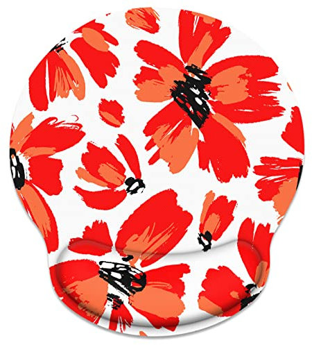 Britimes Ergonomisches Mauspad mit Handgelenkstütze, rote abstrakte Kritzeleien, rutschfeste Gummiunterseite, Mauspad für Heimbüro, Gaming, Arbeiten, Laptop, einfaches Tippen und Schmerzlinderung