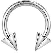 ZS Chirurgenstahl Spike Hufeisen Circular Barbell Ringe, 00G 0G 2G 4G 6G 8G 12G 16G Dick PA Rings, CBR Nasenring Septum Ohr Piercing Körperschmuck (Silber,12G,14mm)