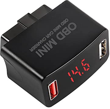 XMSJSIY Auto OBD USB Ladegerät Netzteil DC12‑24V Dual USB Ladegerät Buchse mit Digitalanzeige USB 30W Schnellladung QC2.0 QC3.0 Ladegerät für Fahrzeuge