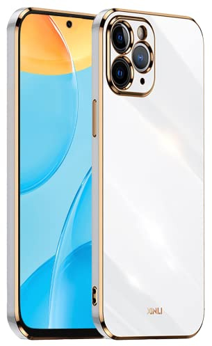 EASSGU [Electroplated frame Phone Case for iPhone 11 Pro (5.8 Inches), Soft TPU Silicone Color Protective Cover - White