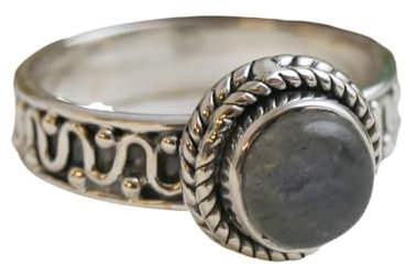 Labradorit Edelstein Sterling Silber Ring - Natürlicher Edelstein - Geburtstagsgeschenk - Weihnachtsgeschenk - Handgefertigte Geschenkideen für Frauen (Größe: US Size 9 / Diameter 19)
