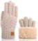 Yemlarey Winter Handschuhe Herren Damen Warme Touchscreen Strickhandschuhe mit Dicke Fleece Flauschige Fäustlinge fur männer Frauen (Beige, Damen)