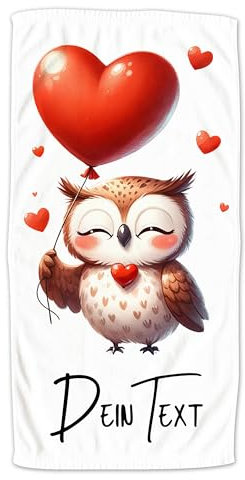 GRAZDesign Valentinstag Badetuch mit Namen personalisiert Eule Handtuch Duschtuch als Geschenk für Verliebte Paare - kuschelig weich - 140x70cm