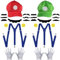2 Stücke Mario Bros Mario und Luigi Hüte, Mütze Rot und Grün Super Mario Luigi Kostüm mit Kappen Schnurrbärte Handschuhe Knöpfe und Gummiband Mario Kostüm Party Kostüm Zubehör für Erwachsene Kinder