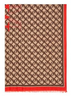 Marc O'Polo Damen Schal mit Muster elegant, Mehrfarbig (Multi/Blushed Camel), One Size
