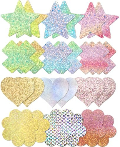 Tripetals 12 Paires Cache-Téton Invisibles Cache Tetons Femme Reutilisable Auto-adhésif Nipple Respirant Cover Invisible Mamelon Pasties-Multicolore