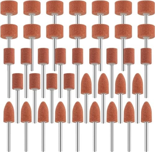 Uotyle 45pcs Abrasive Mounted Stone Grinding Wheel Head, With 1/8Shank Rotary Tool Grinding Stone Accessories Set For Grinding, Polishing, Deburring