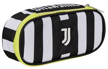 Seven Federmäppchen für Schule Round Plus – F.C. Juventus Fußball - WIN IS THE RULE, schwarz und weiß – Federmäppchen für die Schule mit einem Reißverschluss mit Innenorganizer, elastische Schlaufen –