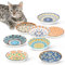 8 PCS Ceramic Cat Food Bowl Set - 5.5 Inch Wide Shallow Bowls for Whisker Fatigue Relief, Microwave & Dishwasher Safe, Colorful Boho Kitten Feeding Dishes - Ideal Cat Gift