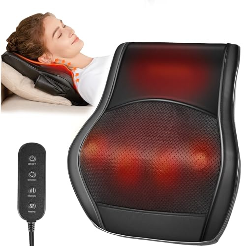Brelley Neck and Back Massager for Pain Relief Deep Tissue with Heat, Shiatsu Shoulder Massager with Bi-Directional Rotating Head for Neck, Back, Shoulders, and Legs