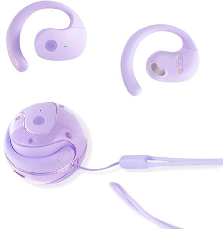 sunshot Open Ear Kopfhörer, Air Conduction Wireless Earbuds Bluetooth 5.4,Out of Ear IPX5 wasserdichte Noise Cancelling Touch Control Sport Earbuds für iOS/Android/Windows (Lila).