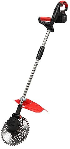 Garden Strimmer Cordless Grass Trimmer Metal Blade Strimmer Cordless 1800W Electric Telescopic Brush Cutter Lightweight with Battery and Charger 90° Head pivots for Garden Clearing Weeds Flower Trees