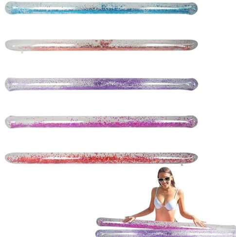 Aufblasbare Poolnudel, Aufblasbare Schwimmnudel aus PVC mit farbigem Glitzer, 8.5X 148cm aufblasbarer Pool-Stick für Kinder und Erwachsene, Glitzer aufblasbarer Pool -Stick -Pool Beach Parties