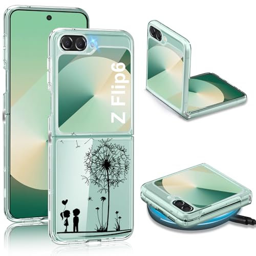 Croazhi Z Flip 6 Handyhülle für Samsung Galaxy Z Flip 6 5G Hülle, Transparente Dünn Silikon Blumen Muster Galaxy Z Flip 6 Schutzhülle, Bumper Bunt Stoßfest Handytasche Case für Samsung Z Flip 6 (A)