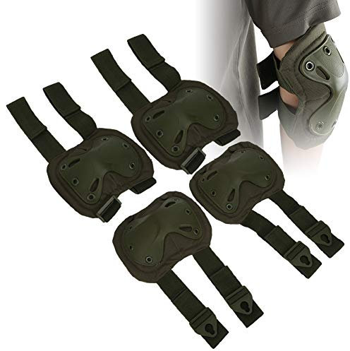 Rodilleras y Coderas para Adultos, 4 Piezas Rodilleras para Exteriores Soporte para Codo Equipo de Protección de Piernas para Ciclismo Juego de Rodilleras y Coderas para Adultos