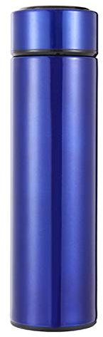 Taza de vacío inteligente digital LED térmica de acero inoxidable con botella de agua caliente de carga taza de viaje con iluminación inteligente para recordar beber taza de agua (color: negro) (azul