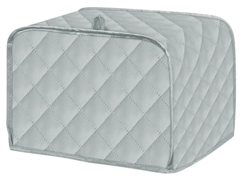 Polyester Quilted Toaster Cover for 4 Slice Toaster, Kitchen Small Appliance Cover Fingerprint and Greasy Protection, Machine Washable Toaster Dustproof Cover. (Grey, 12 x 11 x 8.5 in)