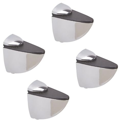 HOOZ 4x Regal-Halter Glasbodenträger verchromt - Stabile Regalhalterung für Glas- und Holzböden - inkl. Montagematerial - Wandkonsole aus Metall - Regalträger in verschiedenen Größen (S)
