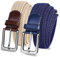 LOVMEAD Elastischer Gürtel Stretchgürtel Geflochten Herren Damen Wert 1 2 Stück, Golf Stoffgürtel Flechtgürtel Dehnbarer (2 Stück-Beige+Blau, 115cm/38’’-42’’ für Taillengröße)