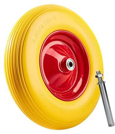 Schubkarrenrad PU Vollgummiertesrad, Pannensicher, Ersatzrad, Vollgummireifen, ⌀390mm Durchmesser auf Stahlfelge