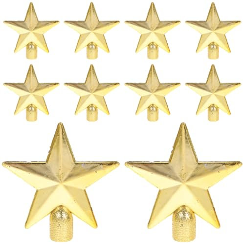 MAGICLULU 10Pcs Mini Christmas Tree Star Topper Small Christmas Tree Topper Christmas Star Treetop Xmas Tree Star Treetop 2.36 Inch Gold for Xmas Holiday Tree Ornament Home Decor