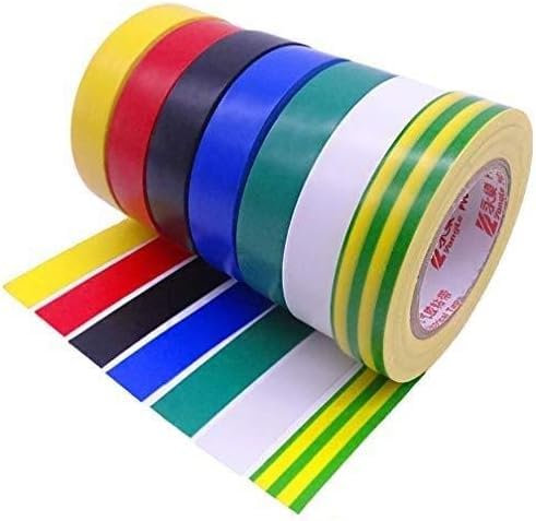 Ruban for outils de bricolage, accessoires, ruban isolant, lot de 7, ruban électrique, ruban isolant en PVC, rouleau de ruban coloré étanche, 0,6 pouce, 15 m, couleurs assorties, ignifuge, fil électri