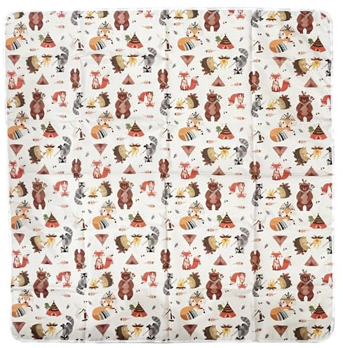 Fitzulam Highchair Splash Mat,Easy Cleaning,Protective Floor Waterproof and Anti Slip for Highchair Weaning Mat 52X52 (Zoo)