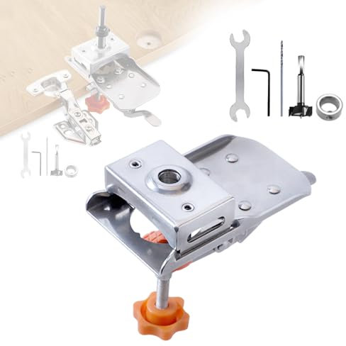 Gabarit de Percage Charniere 35mm, Gabarit de Charniere à Clip Rapide à Bord Réglable, Kit de Guide de Perçage Charnière Invisible pour Porte Placard Armoire Cuisine,Outil Charnière de Travail du Bois