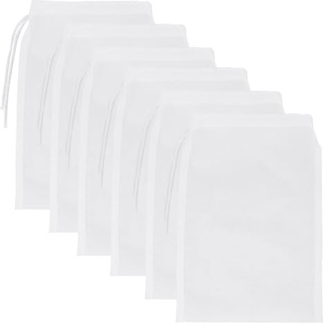HJZHII Aquarium Filter Bags, 9x5 Inch Fish Tank Media Mesh Percolation Bag High Flow Fine Mesh Net with Elastic band for Fish Tank Bio Balls, Activated Pelletized Carbon, Net Hole 0.2mm White(6 Pcs)