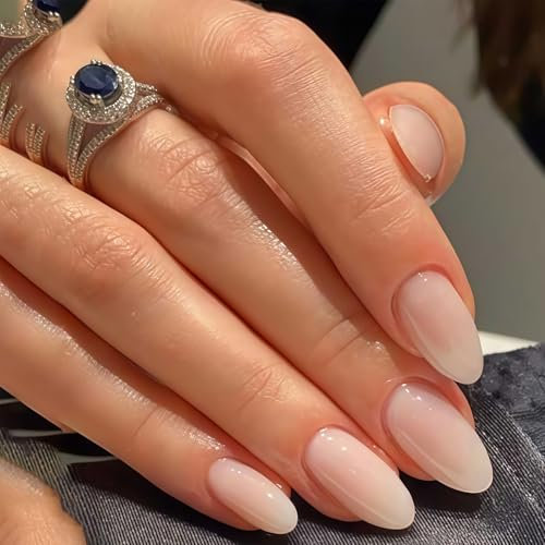 Künstliche Fingernägel Zum Aufkleben - 24Pcs Press on Nails Almond - Full Cover Falsche Nägel - Künstliche Nägel für Frauen (Nude Gradient, 24 Pcs)