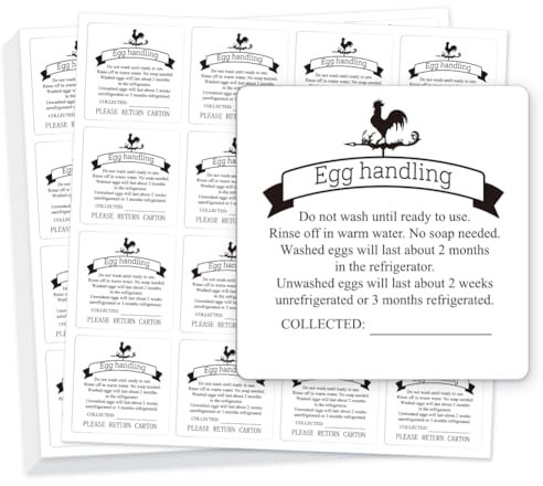 GOMAKERER 320 Pcs Egg Carton Labels, 5cm Square Egg Handling Sticker PET Adhesive Egg Packaging Sticker for Box Container Carton Farm Supplies