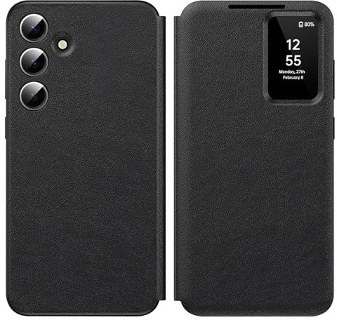 Custodia per Samsung A56 Smart View Wallet Smartphone Case, per Samsung Galaxy A56 Custodia Clear View, Specchio Flip, Scomparto per carte di credito, Finestra di visualizzazione, Galaxy A56 5G