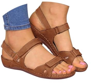 Sandali Donna Estive Zeppa Leggere Ortopedici Sandali Aperta Bassa Scarpe Comode Eleganti Moda Offerta Sandals Da Passeggio Sportive Cuoio Artificiale Vintage Mare Sandalo Antiscivolo Con Plateau
