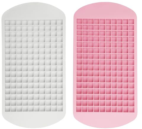 2 Pack Mini Ice Cube Trays, 160 Grids Small Ice Cube Tray, Silicone Ice-Cube Moulds, Reusable Ice-Cube Tool, Used for Freezer Food, Whiskey, Cocktails, Milk and Juice (Pink+White)