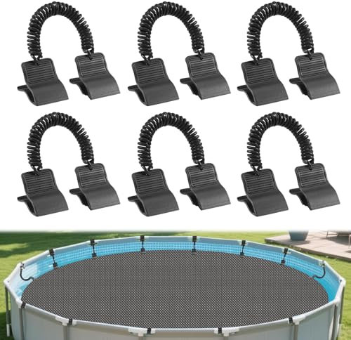 Xevinas 6 Stück Klemmzwingen, Pool Zubehör Poolklammern Mit Einem Federseil, Wiederverwendbar Und Zuverlässig Klammern Für Poolabdeckung Für Die Meisten Poolgrößen Und -Formen