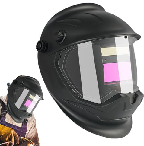 Misaakoeq Automatisch verdunkelnde Helme, solarbetriebene Schweißer-Gesichtsabdeckung – tragbarer, verstellbarer Gesichtsschutz für Bau, Zuhause, Plasmaschneiden, Metallverarbeitung, Autoreparatur