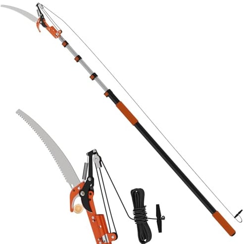 LAANPOLE 6m Scie, Ébrancheur sur Perche Telescopique avec Perche de Extension 1,5-6m, Ébrancheur Manuel pour Jardin