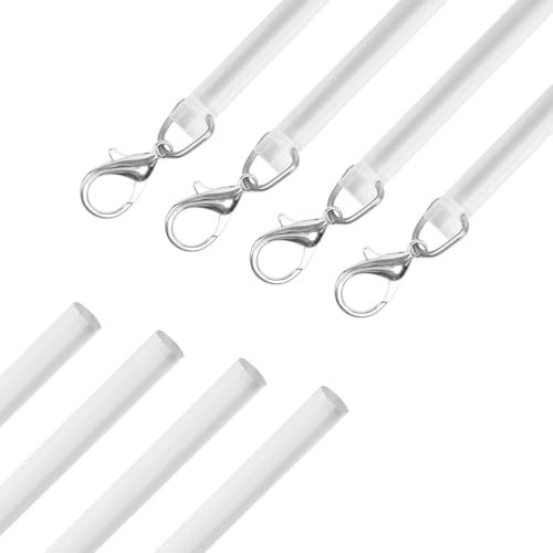 4 Pack 17 Clear Acrylic Curtain Pull Rod with Hook, Transparent Drapery Wand Replacement for Curtains, Easy Reach Window Opener Accessory for High-Hanging Drapes