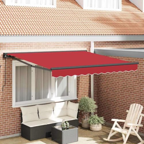 Pergola Store enrouleur pour portes - Rouge - 350 x 250 cm - Tissu - Auvent de jardin pour jardin, balcon et terrasse