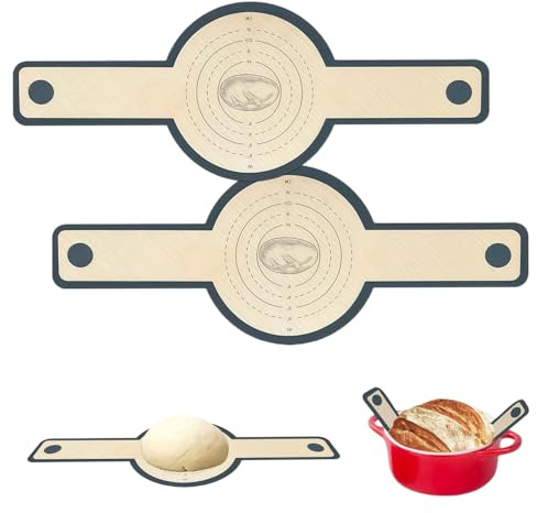 KLINNA Lot de 2 tapis de cuisson en silicone pour four hollandais, avec longues poignées, tapis de cuisson réutilisable, tapis à pain pour four, kit d'accessoires professionnels, facile à nettoyer