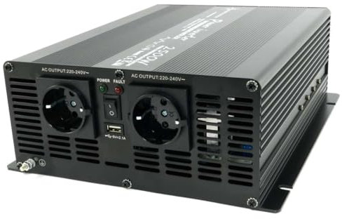 SOLARTRONICS NM2500 Spannungswandler 24V 230V modifizierter Sinus 2500W - 5000W Spitzenleistung - Wechselrichter 24V auf 230V Stromwandler mit Schuko-& USB Anschluss Solar Inverter Umwandler