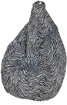Sitzsack mit Zebra-Muster, schwarz-weiß, Maße 80 x 120 x 80 cm