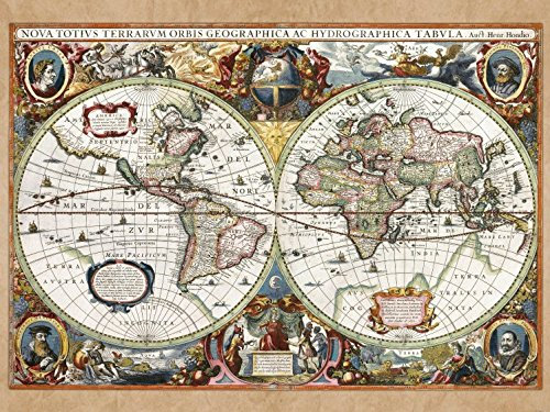 1art1 Historische Landkarten Weltkarte, Nova Totius Terrarum, 1630, 2-Teilig Fototapete Poster-Tapete 240x180 cm