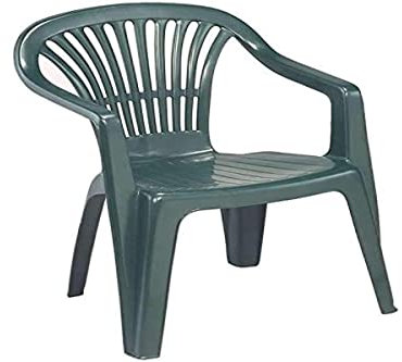Monobloc stapelbarer Outdoor-Stuhl, niedrige Rückenlehne, 54 x 53 x 80 cm, Made in Italy, Farbe grün