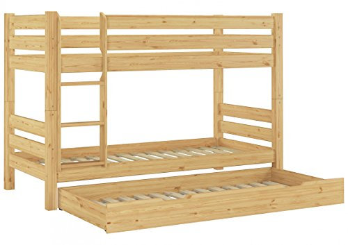 Erst-Holz®Teilbares Etagenbett Massivholz Kiefer 90x200 Zusatzbett Rollrost Stockbett 60.11-09Ni070S7